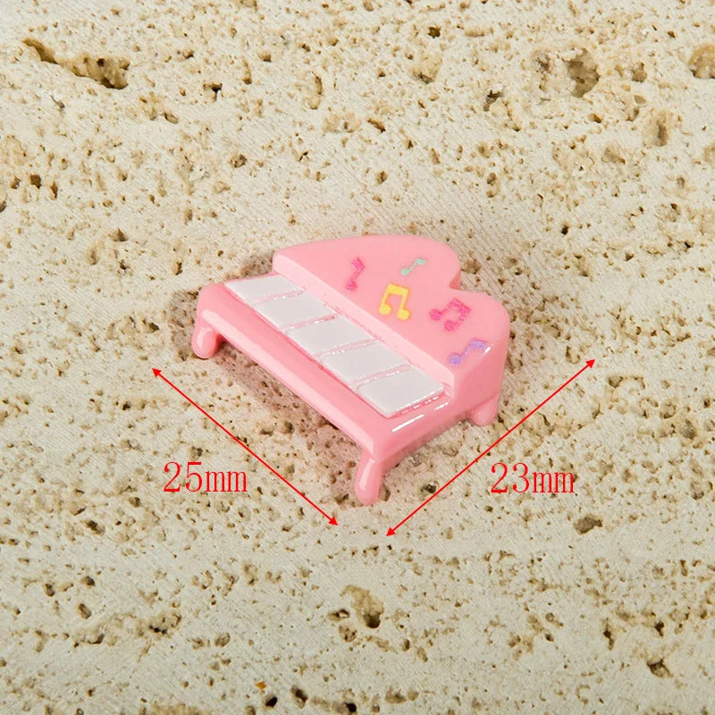 100pcs Kawaii Flatback Resin Piano Earphone Radio Cabochon Charm DIY Craft Scrapbook Dollhouse Decoration Accessories
