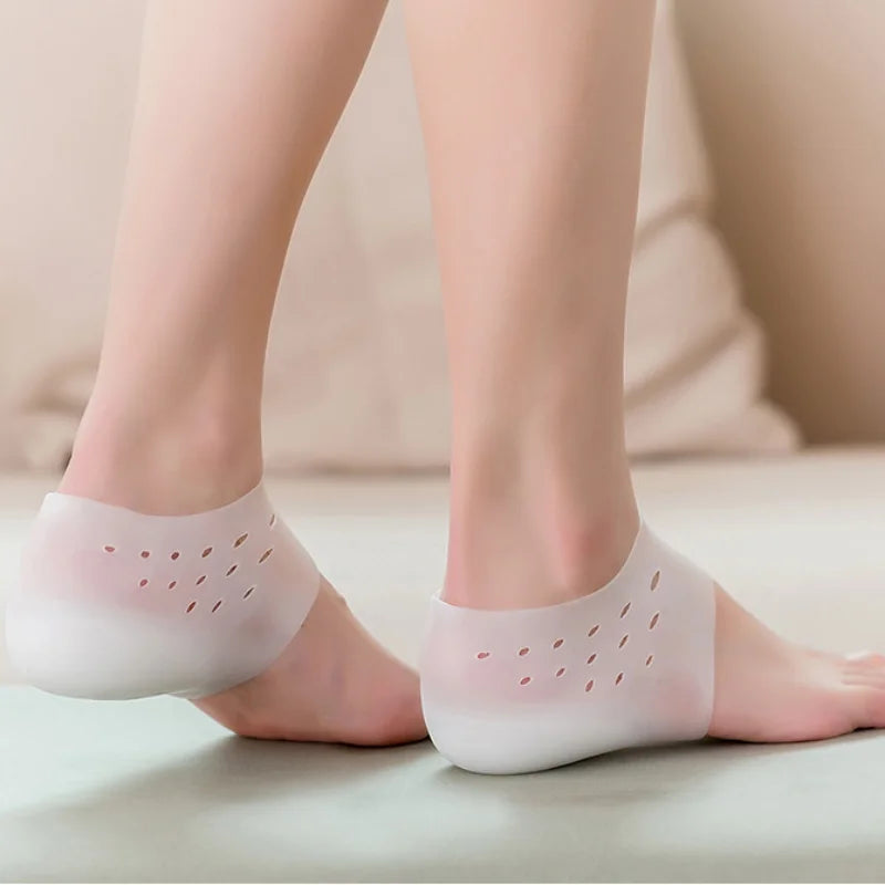 Unisex Invisible Height Increase 5CM Silicone Socks Gel Heel Pads Orthopedic Arch Support Heel Cushion Insoles Foot Massage Pad