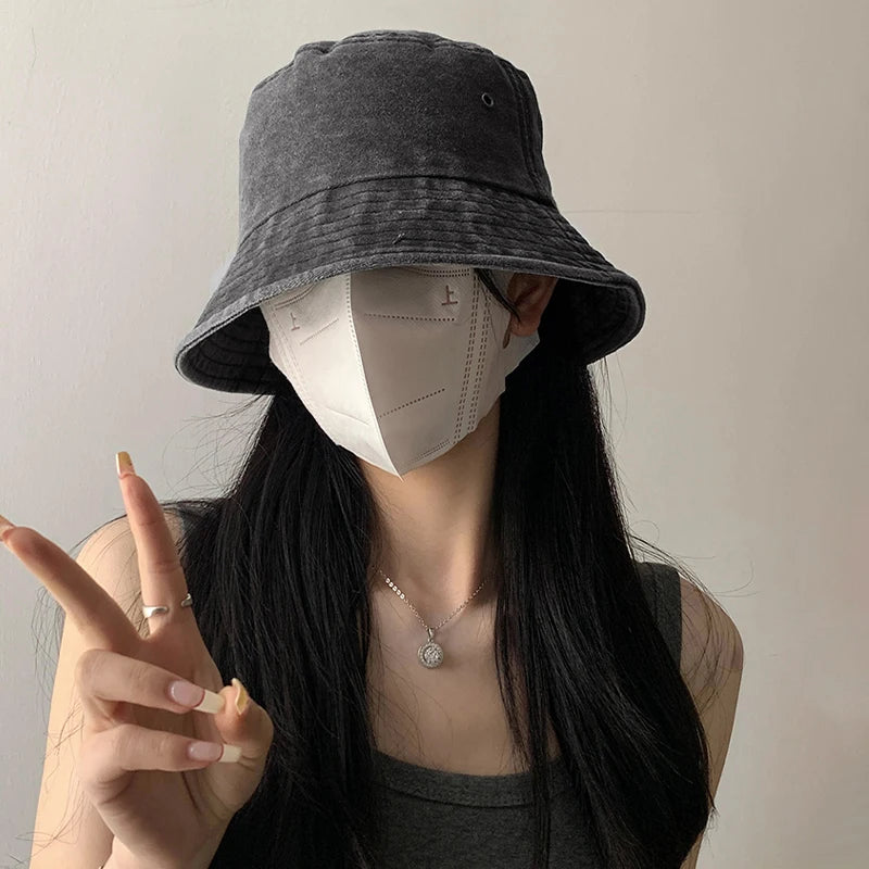 Bucket Hat Retro Washed Denim Fisherman Hat Fashionable And Versatile Sun Hat Sun Protection Fishing Hat Outdoor Hiking Hat
