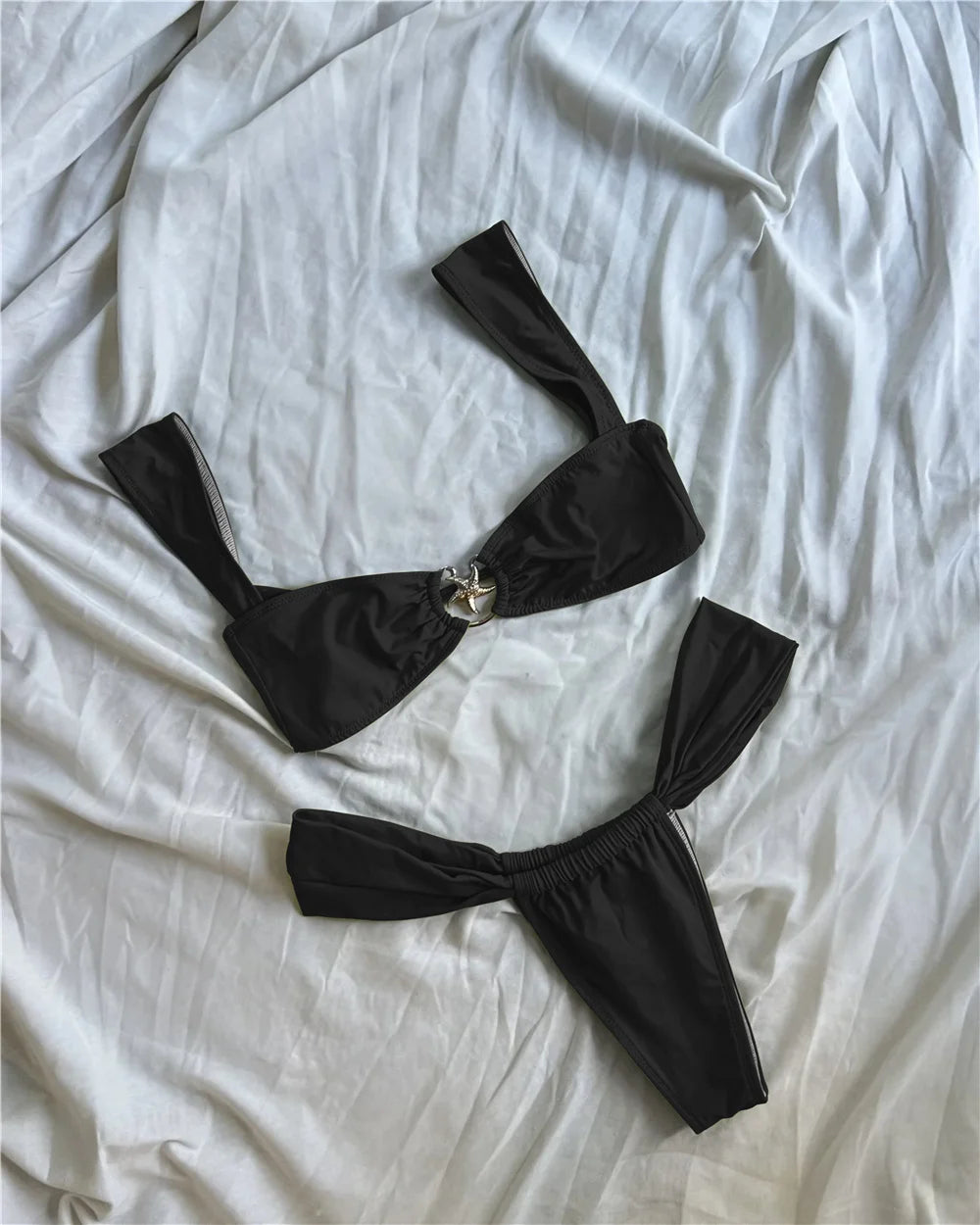 Push Up Bikinis Women Swimsuits 2025 Swimwear Sexy Starfish Bikini Set Thong Brazilian Biquini Bathing Suit Solid Beachwear