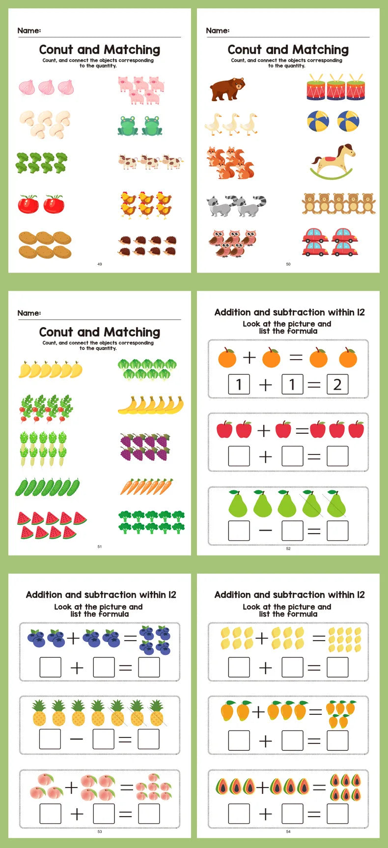 64-Page Interactive Preschool Math Workbook: Number Tracing, Addition and Subtraction Exercises - Early Education Activities for Children Aged 3 and Above, Preparatory Course, for Home or Classroom Use - Number Recognition an