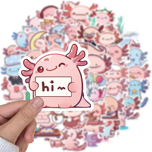 10/30/50pcs Funny Axolotl Cartoon Animal Stickers Cute Decoration Decals DIY Water Bottle Phone Suitcase Kawaii Sticker Kids Toy