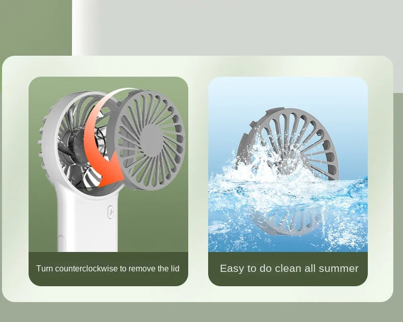 Cooling Electric Fan 3 Wind Speed Portable Pocket Fan For Travel Indoor Outdoor Usb Desktop Rechargeable Handheld Fan with Hook