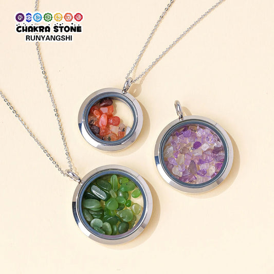 1PC Natural Crystal Rose Quartz Amethyst Tumbled Stone Energy Pendant Valentine Day Accessorize Fashion Gift