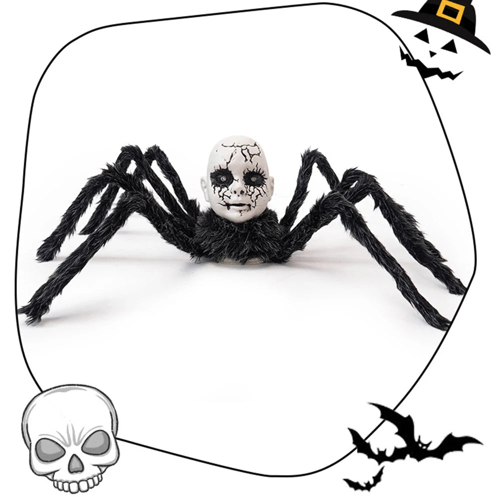 Halloween Animatronic  Face Spider Sound Activated Scary Walking Spider Haunted House Prop Halloween Party Porch Decoration