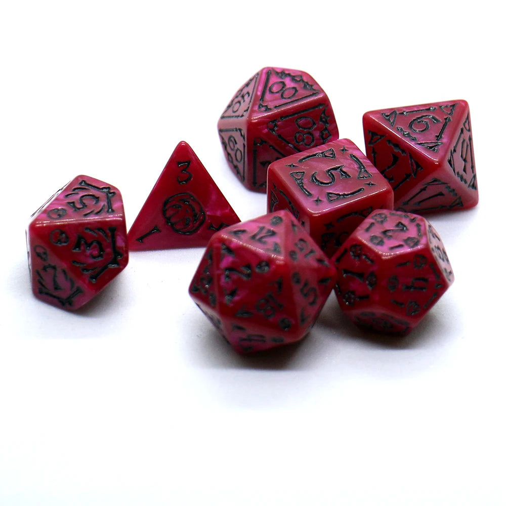 7pcs Set Relief Halloween Pattern Board Game Dice Set, DND Game Dice