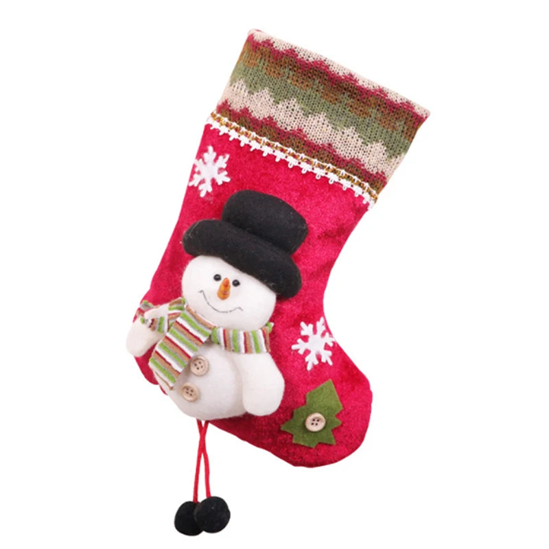 Christmas Gift Santa Claus Snowman Socks Christmas Tree Ornament Christmas Stocking Decoration Christmas Sock Kids Candy Bag