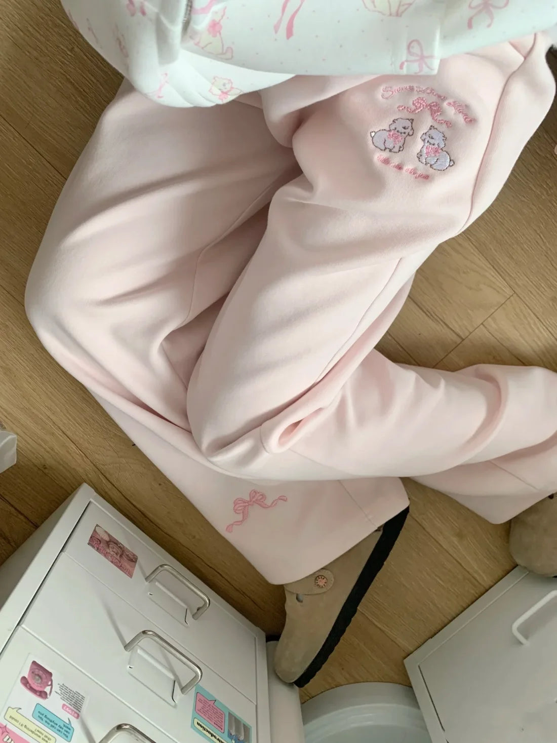 Sweet Girl Cute Straight Pants Spring New Casual All Match Sports Sweatpants Elastic Waist Cartoon Y2k Aesthetic Women Pants