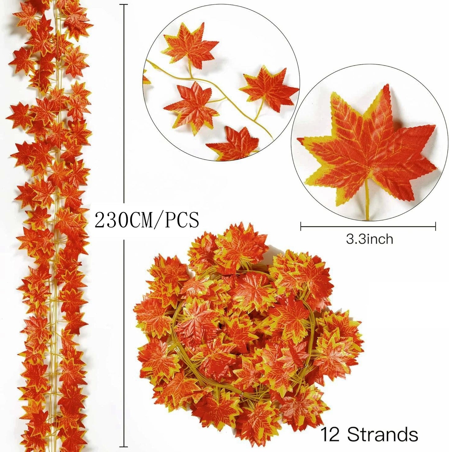 5/10Pcs 230CM Autumn Artificial Maple Leaves Vine Fake Plant Leaf for Home Decor Garden Halloween Decoration Outdoor Ornament