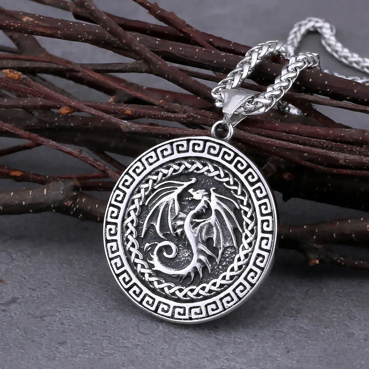 Vintage Viking Dragon Celtic Knot Necklace Stainless Steel Men's Nordic Odin Amulet Pendant Necklace Fashion Jewelry As A Gift