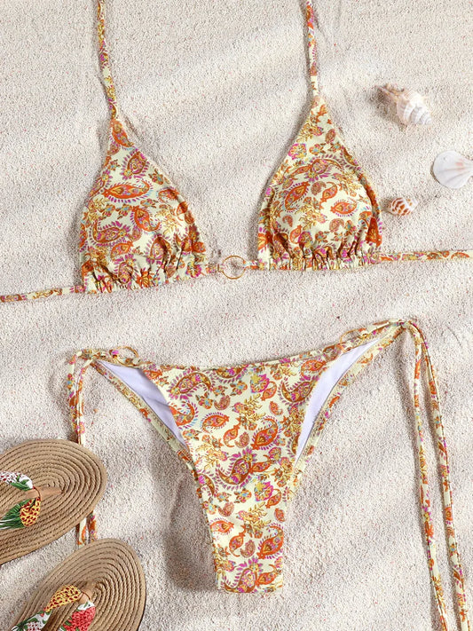 Miyouj New Bikinis Printed Swimwear Women Sexy Swimsuit Bandage Bikini Set 2024 Beachwear String Bathing Suits Micro Biquinis