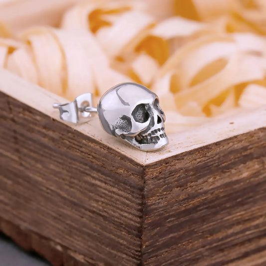 316L Stainless Steel Hip Hop Skull Stud Earrings For Men and Women Fashion Daily Party Earrings Vintage Charm Jewelry As Gift