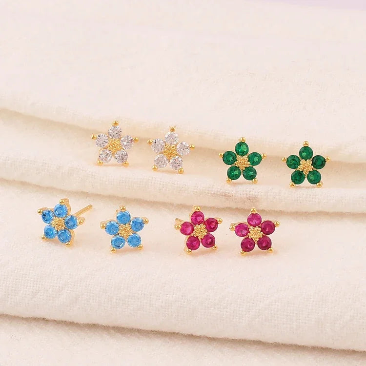 Luxury Rainbow CZ Flower Tennis Chain Bracelet For Women Girls Iced Out Bling CZ Paved Colorful Daisy Flower Bracelet