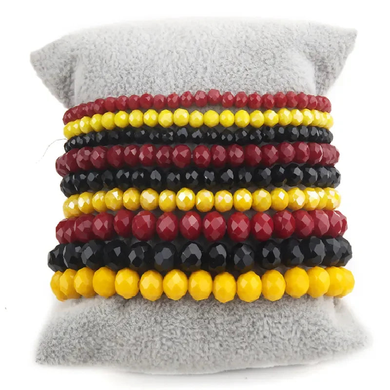 Fashion Designer Beaded Bracelet Set 9pc Glass Crystal Multi Stack Bracelets Set For Women Jewelry