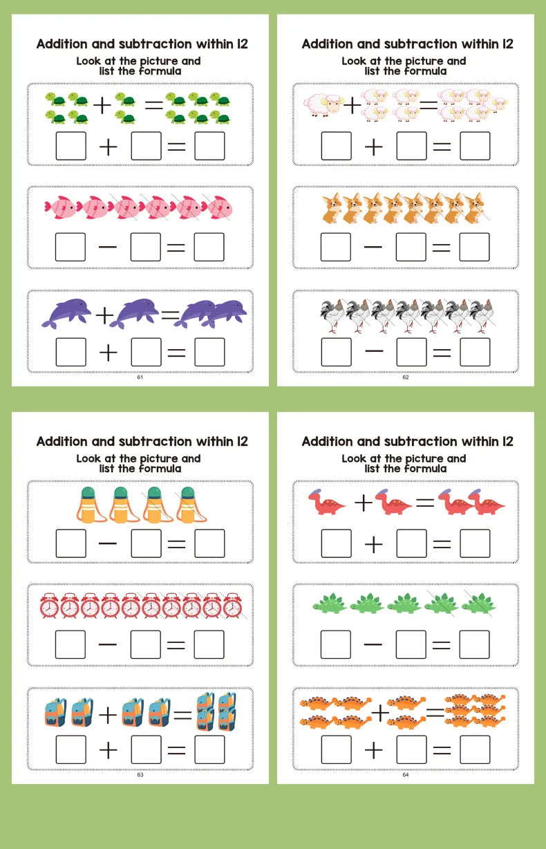 64-Page Interactive Preschool Math Workbook: Number Tracing, Addition and Subtraction Exercises - Early Education Activities for Children Aged 3 and Above, Preparatory Course, for Home or Classroom Use - Number Recognition an