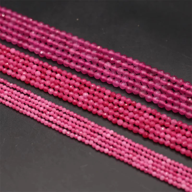 Natural Stone Beaded Faceted Pink Tourmaline Gemstone Isolation Loose Beads for Jewelry Making Diy Necklace Bracelet Accessories