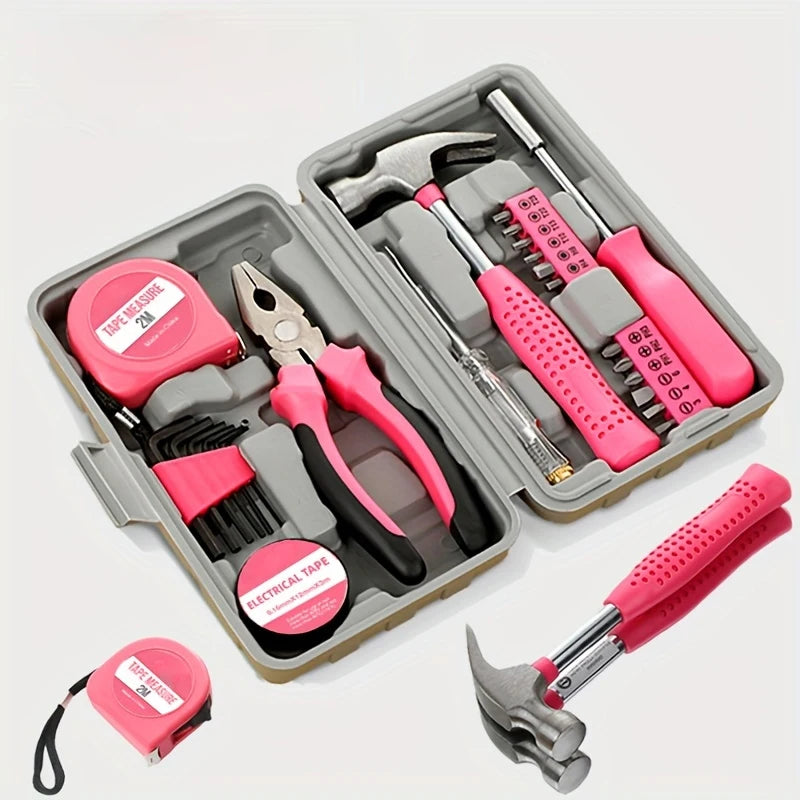 Pink Home Repair Tool Kit - Ideal for DIY Projects & Emergency Car Maintenance - Perfect Christmas Gift for Women, DIY Tool Kit