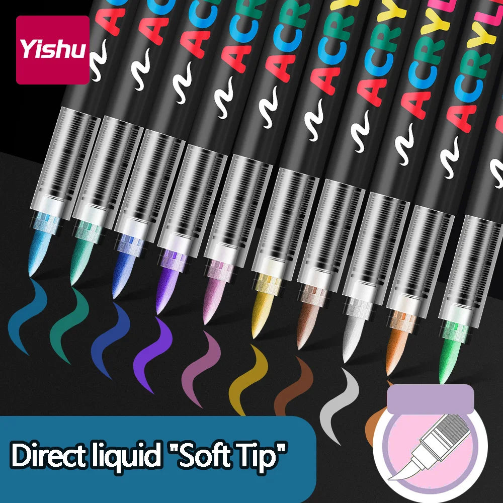 60/72/120/168 Color Acrylic Paint Pen Marker Brush Tip Paint Marker For Rock Painting Wood Canvas Stone Christmas Gift DIY Craft