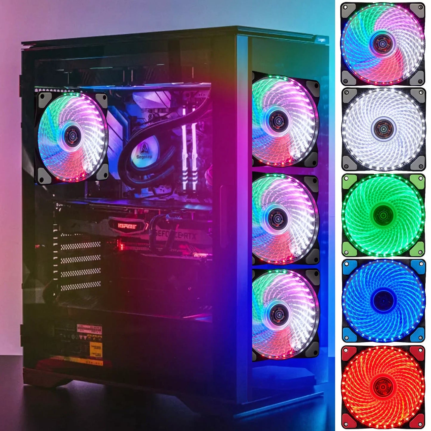 120mm 15 LED Ultra Silent Computer PC Case Cooling Fan 15 LEDs 12V With Rubber Quiet Molex Connector 3 / 4Pin Plug Fans Cooler