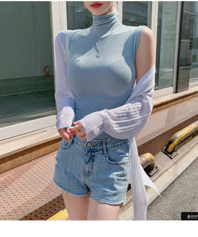 Summer New Modal Corset Tops To Wear Out Sleeveless Turtleneck Tops For Women Korean Casual White Tank Top Women Clothes