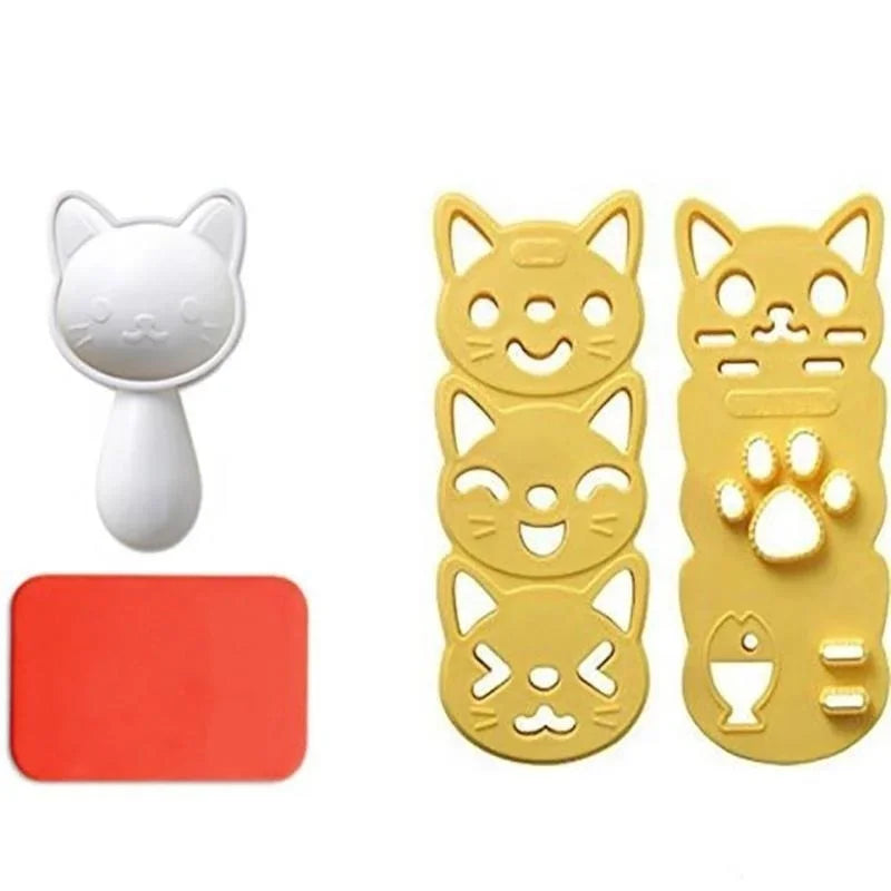 1 Set Lovely  Smile Cat Sushi Rice Mold Decor Cutter Sandwich Creative DIY Tool Rice Ball Christmas Tree Halloween Pumpkin Molds