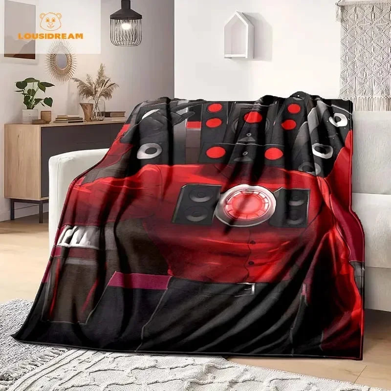 Skibidi Toilet Funny Flannel Blanket Flannel Warm Blanket Adults 3D Printed Coverlet Man Cave Sofa Camping Decor Christmas Gift
