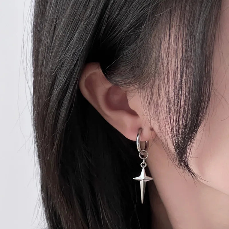 925 Sterling Silver Minimalist Jesus Cross Pendant Earrings Gold/Silver  Hoop Earrings Fashion Wedding Party Earrings Jewelry