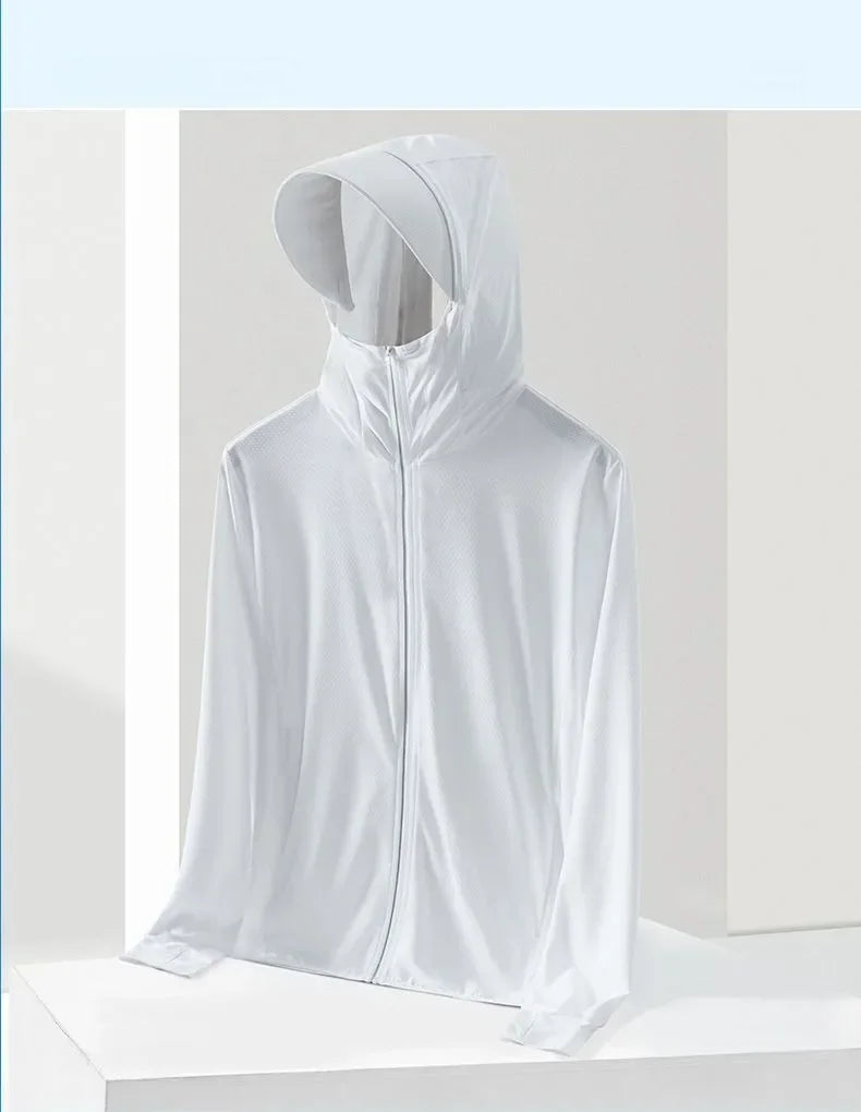 UPF 50+ Sunscreen Jacket for Men -Waterproof Hooded Windbreaker for Summer Fishing and Hunting Quick Dry Sun Protection Clothing