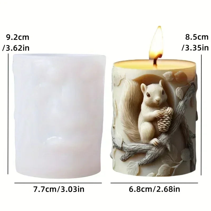 DIY elk relief cylindrical candle silicone mold sika deer flower relief resin mould Forest sika deer gypsum molds Christmas gift