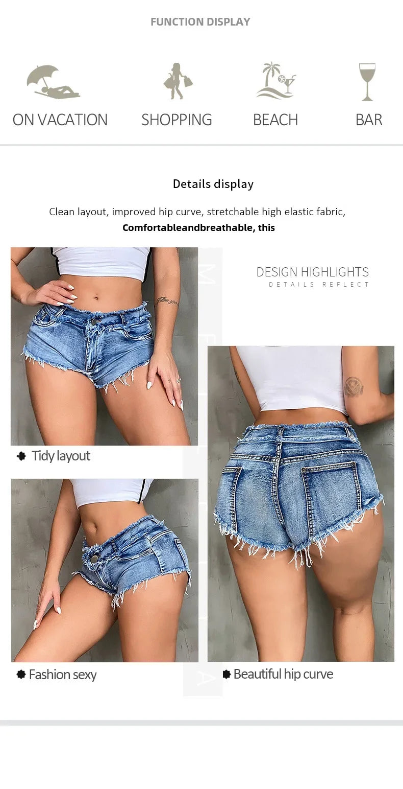New Summer Fashion Women's Denim Shorts European Style Stretch Ripped Style Wish Explosive Popular Shorts