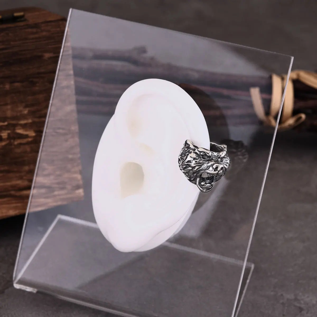 Personality Hollow Animal Bear Head Clip Earrings Female Fashion Stainless Steel Tiny Earring Jewelry Girls Punk Hip Hop Gift