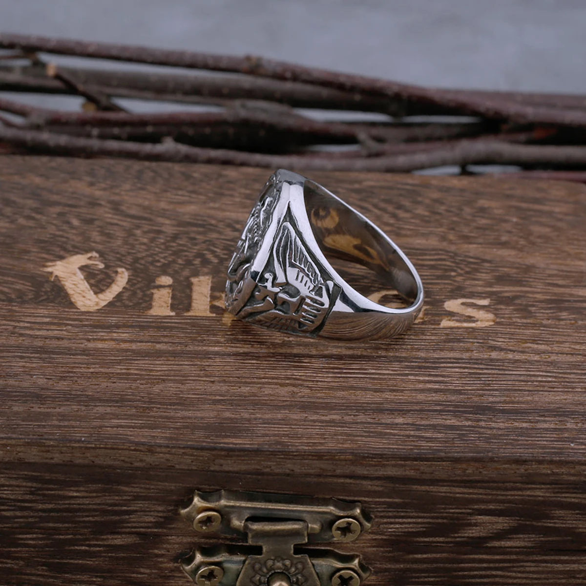 Men's Stainless Steel Viking Anchor Ring Ring Crow Vintage Personality Ring Viking Jewelry Gift One Piece Dropshipping