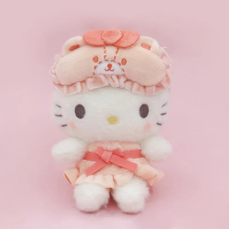Sanrio Cute Hello Kitty Kuromi Melody Eye Mask Sleepwear Series Plush Doll Pendant Backpack Car Keychain Doll Toy Christmas Gift