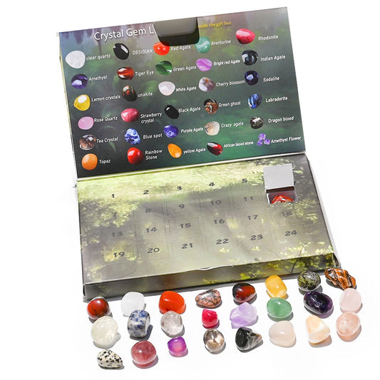 Crystal Advent Calendar 2024 Christmas Advent Calendar with 24 Natural Gemstones Crystals Xmas Countdown Calendar Christmas Gift