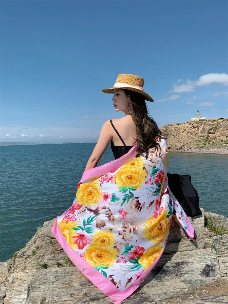 Travel Beach Sunscreen Scarves for Women Bikini Large Sarong Wrap Scarf Brazilian Swimsuit Bathing Cover-ups 17 Styles 90x180cm