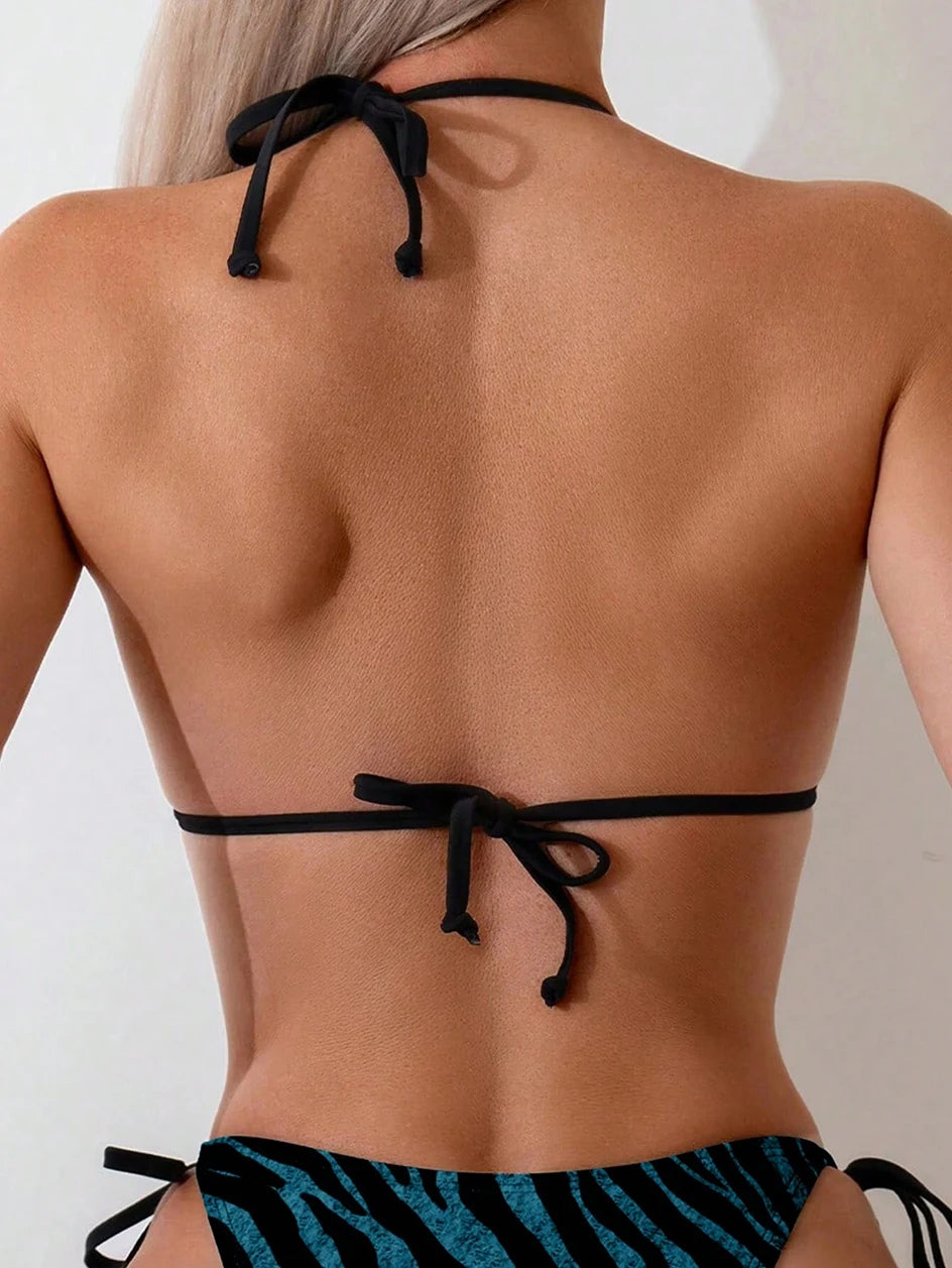 Sexy Striped Micro Bikini 2025 Trend Women Swimsuit Female Halter Swimwear Thong Bikinis Set Two-piece Beachwear Bathing Suit