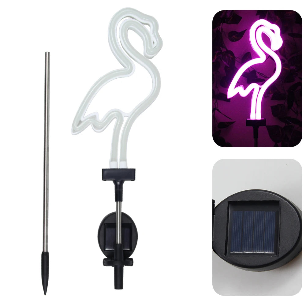 Solar Flamingo Light Waterproof Solar Garden Lights Outdoor Decor Pink Flamingo Christmas Gift for Yard Lawn Walkway Pathway