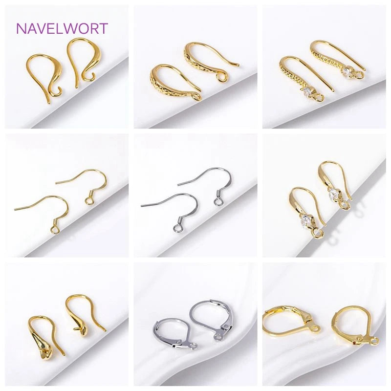 Earring Hooks with Open Loop 18K Gold Plated Ear Wire For Earrings Making Supplies Earwire DIY Accessories
