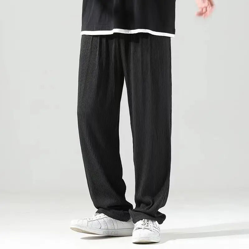 Summer Ice Silk Ultra-thin Ice Silk Pants Men's Loose Casual Pants Quick-drying Harajuku Fashion Pants Men's Thin Trousers