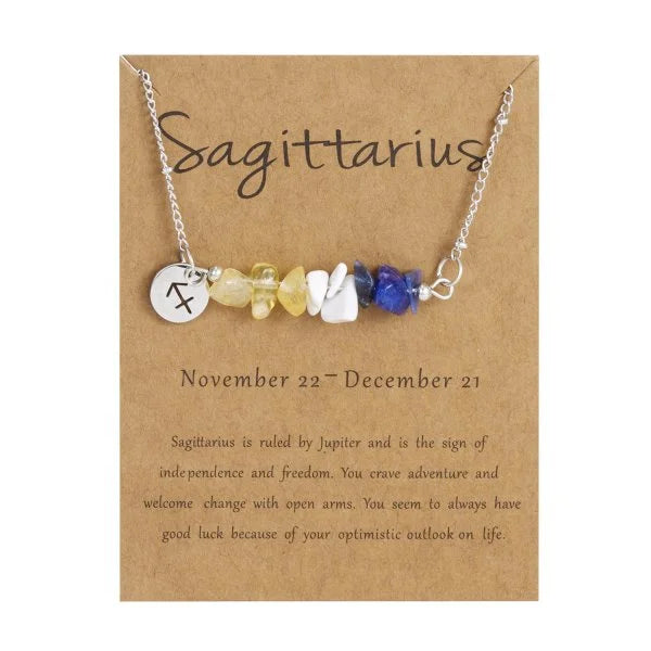 Stainless Steel 12 Zodiac Signs Constellation Charm Natural Crushed Stone Beaded Necklace for Men Women Couples Choker Virgo