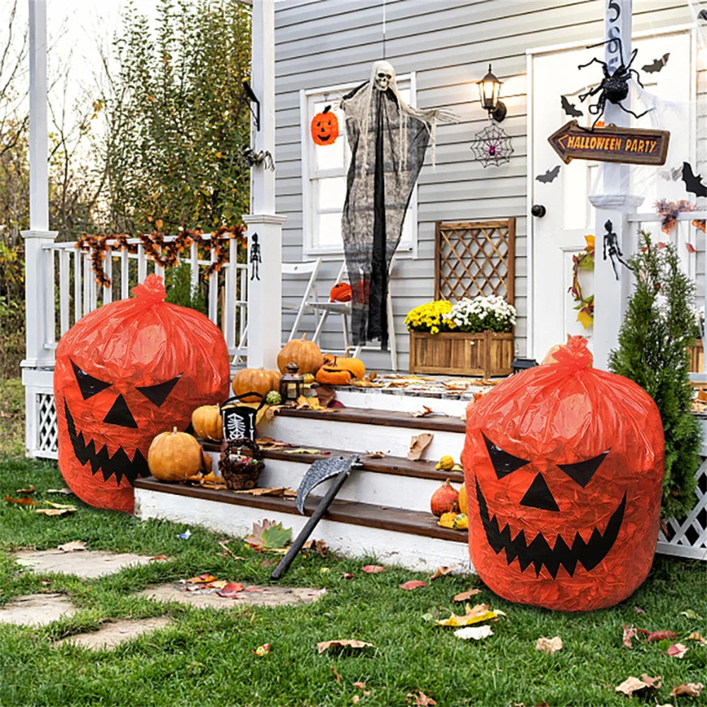 Large Halloween Pumpkin Plastic Garbage Leaf Bags For Home Outdoor Garden Yard Decoration Lawn Bag Happy Halloween Party Props