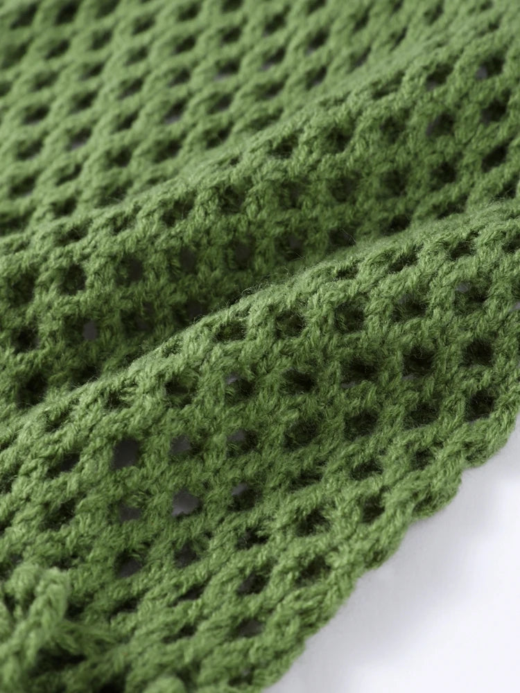 Sexy Beach Knit Women's Sets Crochet Flower Bikini Mini Skirt Female Suits 2025 Summer Halter Sleeveless Backless Top Skirts Set