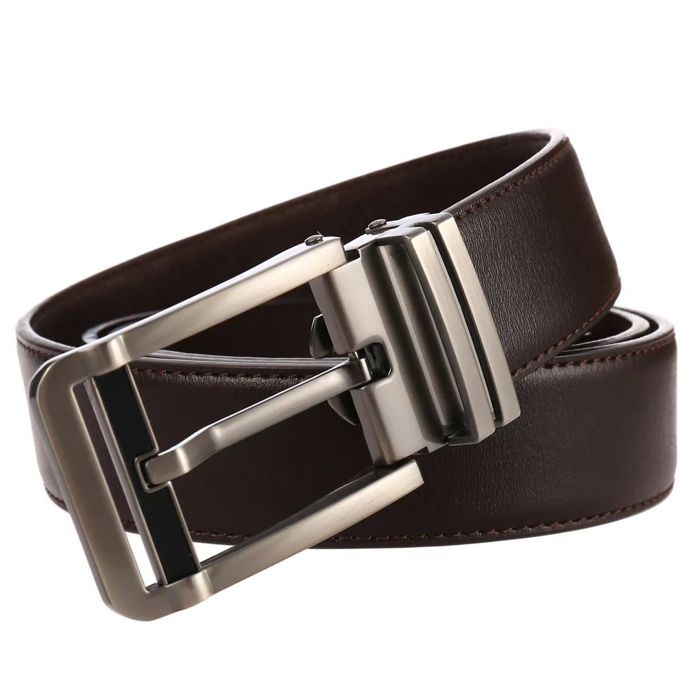 New Men's Belts Business Simple Pin Buckle Genuine Leather Men's Belt Luxury High Quality Casual Male Waist Band Cowhide 3.5cm