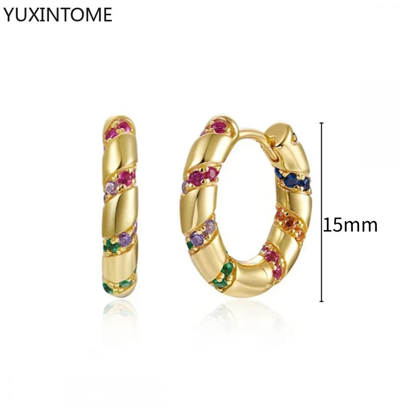 Colorful Crystal Earrings 925 Sterling Silver Ear Needle Stud Earrings for Women Cross Dangle Earrings Party Wedding Jewelry