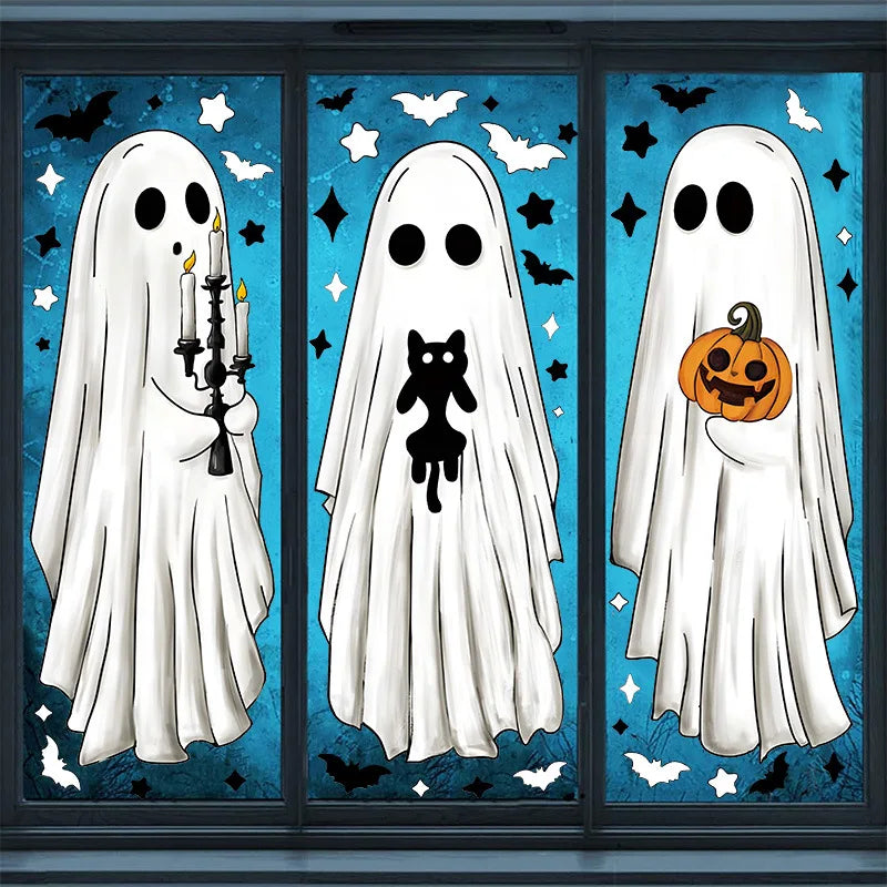 Halloween Window Decoration Stickers Ghost Scene PVC Self-Adhesive Glass Clings Holiday Atmosphere Decor Clearance Sale Set