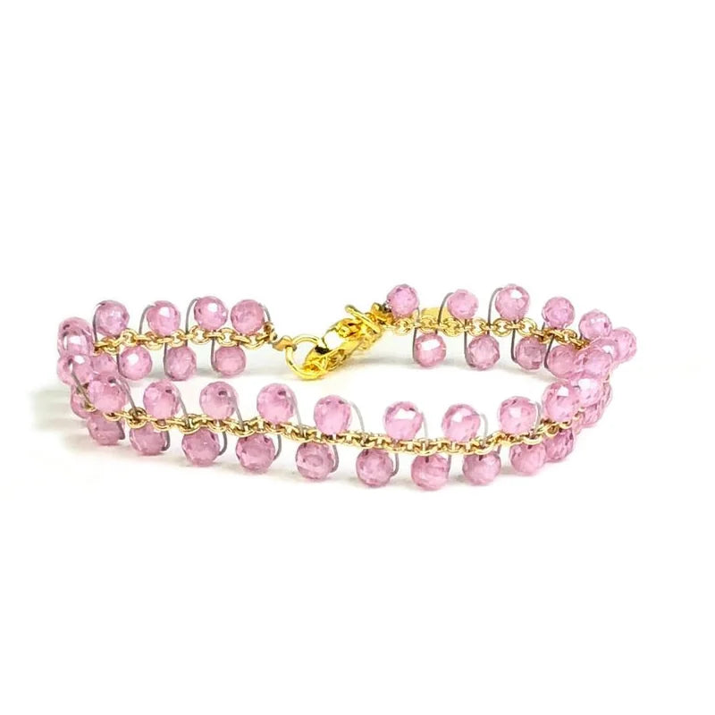 natural multifaceted 3-4mm stone Tourmaline garnet crystal quartz bracelet Women Jewelry Party /Wedding Luxury Gift Set Handwork