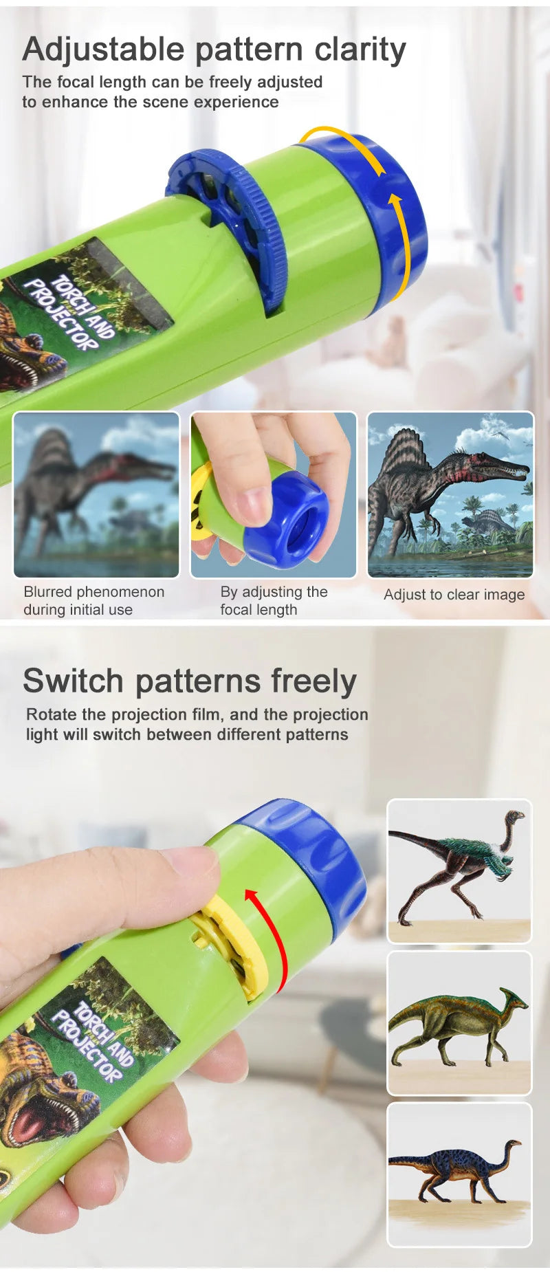 Children Fun Projector Light Flashlight Puzzle Early Education Projection Light for Kids Baby Bedtime Toy Christmas Gift TMZ