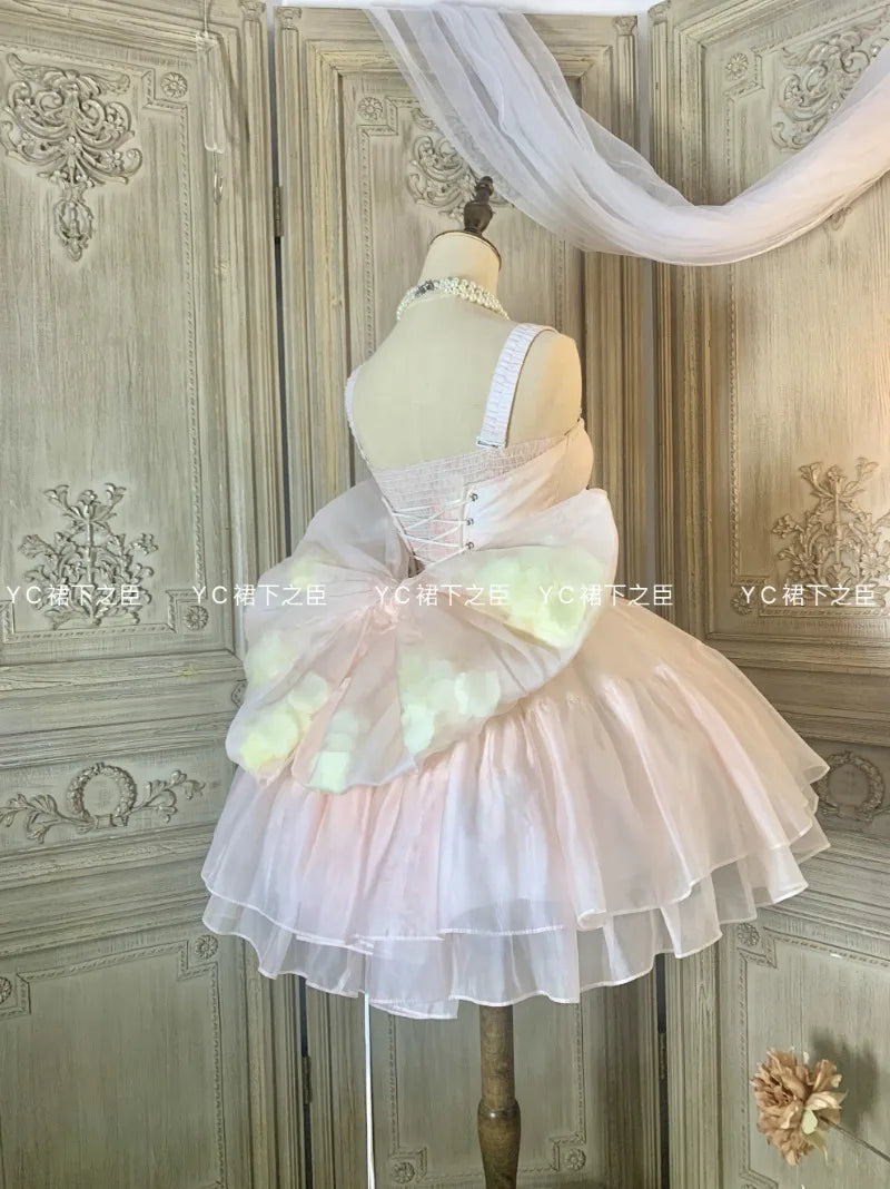 Japanese Lolita Y2k Princess Tutu Vestidos Trailing Big Bow High-end Light Luxury Birthday Dress Slim Fit Wedding Dresses Female