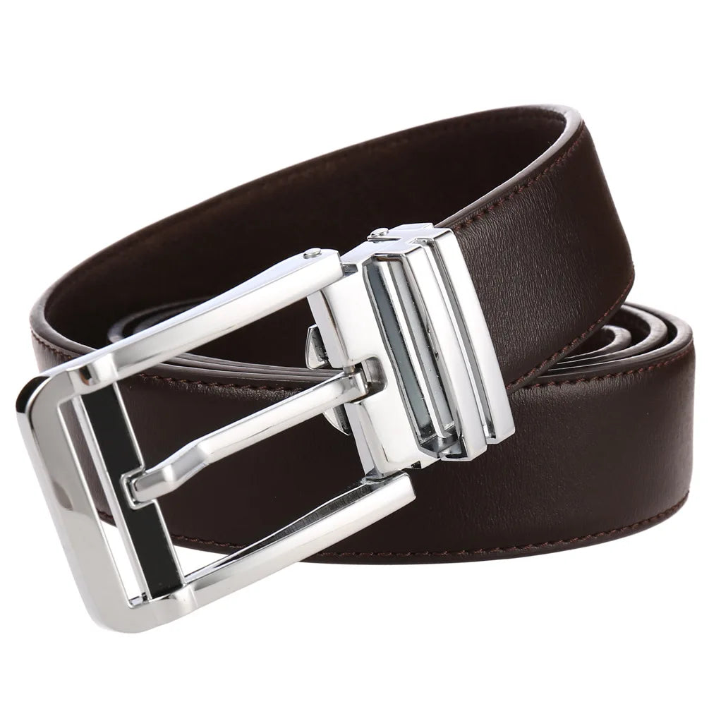 New Men's Belts Business Simple Pin Buckle Genuine Leather Men's Belt Luxury High Quality Casual Male Waist Band Cowhide 3.5cm