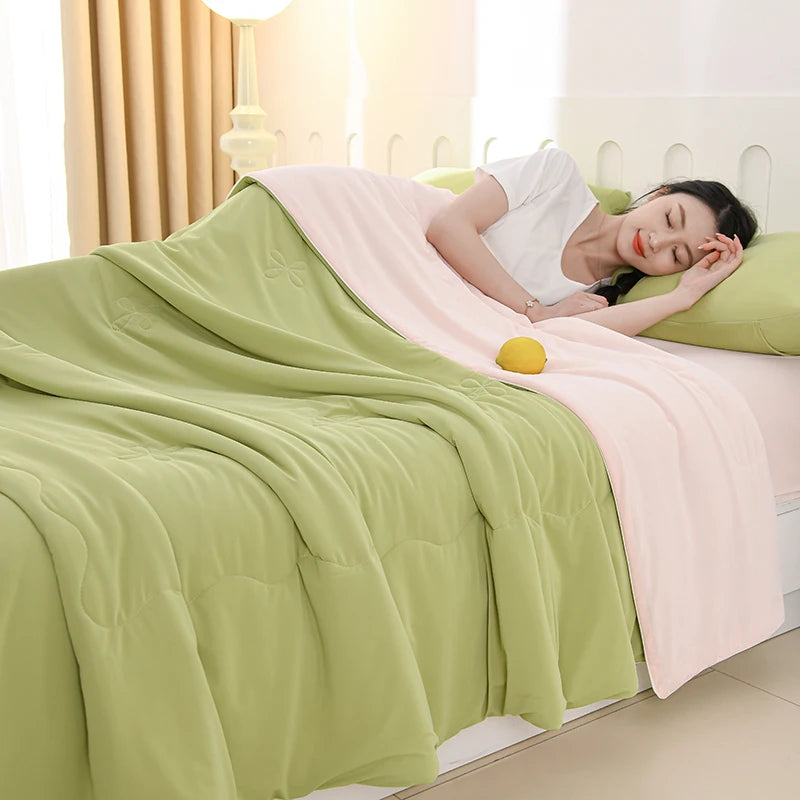New Prints Cooling Blanket for Bed Silky Lightweight Summer Quilt Double Side Cold & Cooling Fabric Duvet Comforter Ice Silk